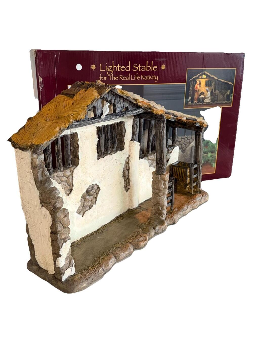 The Real Life Nativity Lighted Stable NEW Three Kings Gifts NIB CHRISTMAS Manger